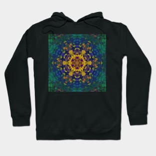 Digital Mandala Yellow Blue and Green Hoodie